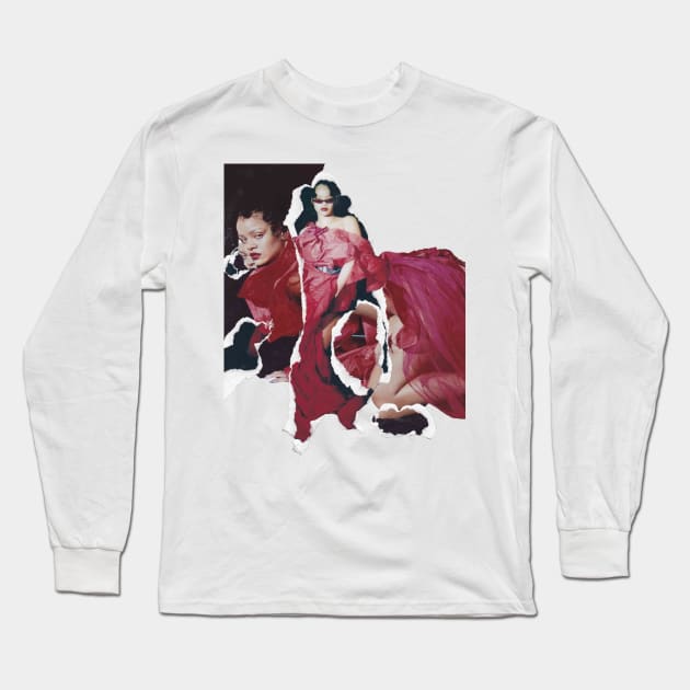 Rihanna Long Sleeve T-Shirt by stellarcollages